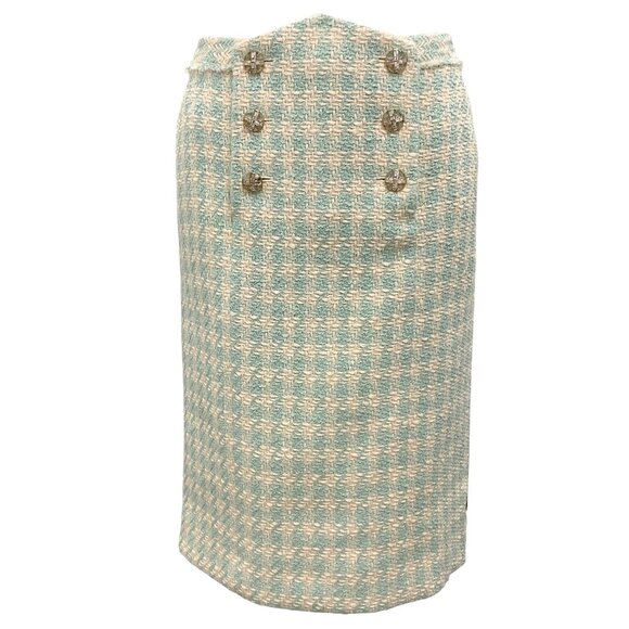 Chanel Light Blue / Ecru 2023 Tweed Pencil Skirt - Picture 1 of 7